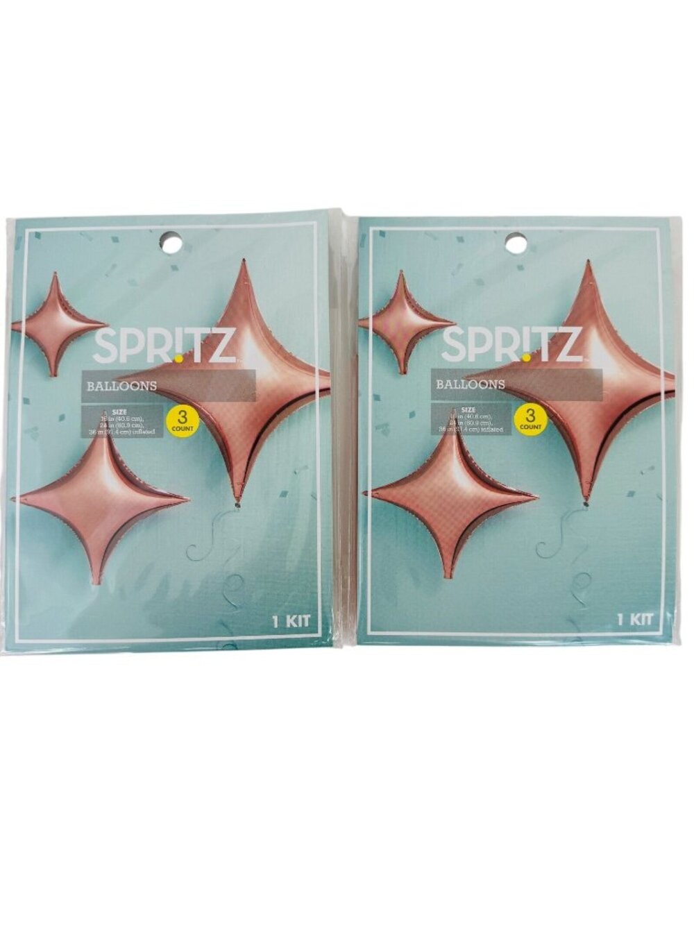 Spritz Rose Gold Star Balloons Kits 2-Pack Includes 6 Balloons In 3 Sizes